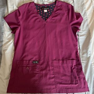 Koi Burgundy Scrub Top